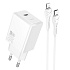 Адаптер Сетевой с кабелем Hoco N70 Nuevo PD Type-C 3A/30W (Type-C/Lightning) (white)