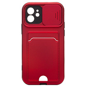 Чехол-накладка - PC066 с картхолдером (360) для "Apple iPhone 12" (red/black) (206995)