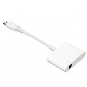 Переходник Jack 3.5 (м) / Lightning (м) - Lightning (п) - MH-83Y 10см (white)