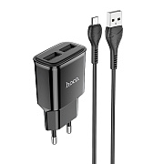 Адаптер Сетевой с кабелем Hoco C88A Star 2USB 2,4A/12W (USB/Micro USB) (black)