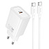 Адаптер Сетевой с кабелем Hoco N62 Gentle PD Type-C 3A/30W (Type-C/Type-C) (white)