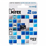 Карта флэш-памяти MicroSD  2 Гб Mirex без SD адаптера (class 4)