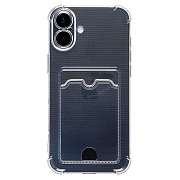 Чехол-накладка - SC276 с картхолдером для "Apple iPhone 16 Plus" (transparent)