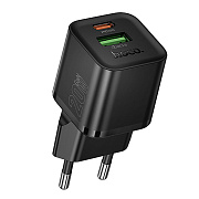 Адаптер Сетевой Hoco N65 PD+QC3.0 USB/Type-C 3A/20W (black)