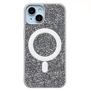 Чехол-накладка - SM029 POSH SHINE SafeMag для "Apple iPhone 14/iPhone 13" россыпь кристаллов (white titanium)