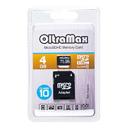 Карта флэш-памяти MicroSD  4 Гб Smart Buy +SD адаптер (class 10)