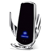 Держатель автомобильный - зажим+беспроводная зарядка Q3 в дефлектор (black)