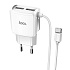 Адаптер Сетевой с кабелем Hoco C59A Mega Joy 2USB 2,4A/10W (USB/Type-C) (white)