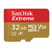 Карта флэш-памяти MicroSD 32 Гб SanDisk Extreme UHS-I A1 V30 U3 без адаптера (100 Mb/s) (red) 