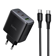 Адаптер Сетевой с кабелем Hoco C160A 2Type-C/USB 65W (Type-C/Type-C) (black)
