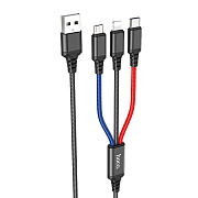 Кабель USB - Multi connector Hoco X76 3in1 10W 100см 2A  (multicolor)