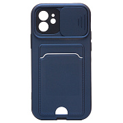 Чехол-накладка - PC066 с картхолдером (360) для "Apple iPhone 12" (dark blue/black) (206994)