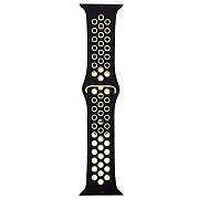 Ремешок - ApW Sport N Apple Watch 38/40/41 mm силикон на кнопке (S) (black/green)