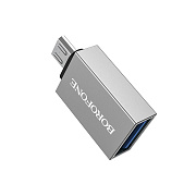 Переходник USB (м) - Micro USB (п) Borofone BV2 3см (silver)