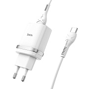 Адаптер Сетевой с кабелем Hoco C12Q QC3.0 USB 3A/18W (USB/Type-C) (white)