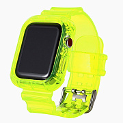 Ремешок - ApW21 Apple Watch 38/40/41 mm прозрачный силикон на пряжке+кейс (yellow)