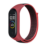 Ремешок - WB09 Xiaomi Mi Band 3/Mi Band 4 текстиль липучка (регулируемый) (black/pink)