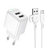 Адаптер Сетевой с кабелем Borofone BAS41A Potential 2USB 2A/10W (USB/Micro USB) (white)