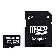 Карта флэш-памяти MicroSD  8 Гб OltraMax +SD адаптер (class 4)