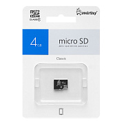 Карта флэш-памяти MicroSD  4 Гб Smart Buy без SD адаптера (class 4)