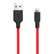 Кабель USB - Apple lightning Hoco X21 Silicone 10W 100см 2A  (black/red)