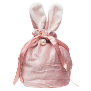 Подарочная упаковка - новогодний мешок с ушами Зайка New Year (10x13cm) (pink)