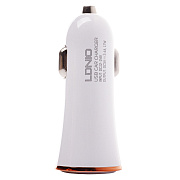 Адаптер Автомобильный с кабелем LDNiO DL-C28 2USB/5V/3.4A +lightning (white/gold) ..
