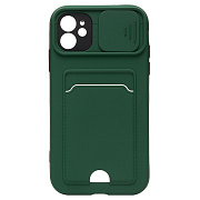 Чехол-накладка - PC066 с картхолдером (360) для "Apple iPhone 11" (green/black) (206977)