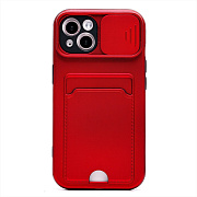 Чехол-накладка - PC066 с картхолдером (360) для "Apple iPhone 13" (red/black) (207011)