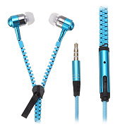 Проводные наушники с микрофоном внутриканальные - Zipper Jack 3,5  (blue)
