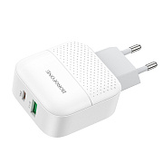 Адаптер Сетевой Borofone BA46A Premium PD QC3.0 USB/Type-C 3A/18W (white)