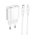 Адаптер Сетевой с кабелем Hoco C109A PD+QC3.0 USB/Type-C 3A/20W (Type-C/Lightning) (white)