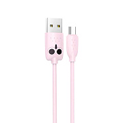 Кабель USB - micro USB Hoco KX1  100см 2,1A  (pink)