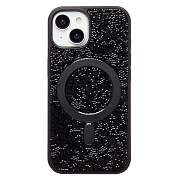 Чехол-накладка - SM029 POSH SHINE SafeMag для "Apple iPhone 15" россыпь кристаллов (black titanium)