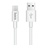 Кабель USB - micro USB Hoco X23 Skilled (повр. уп.)  100см 2,1A  (white)