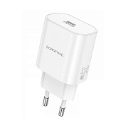 Адаптер Сетевой Borofone BA82A Platinum PD Type-C 3A/25W (white)
