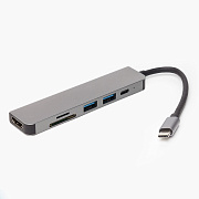 Хаб USB Type-C - BYL-2010 (HDMI, USB-Cx2, USBx2, SD/TF CardReader) (gray)