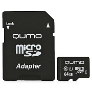 Карта флэш-памяти MicroSD 64 Гб Qumo +SD адаптер Pro seria UHS-1 U3