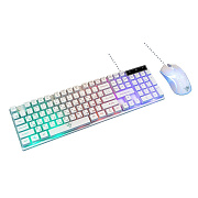Проводной набор Nakatomi KMG-2305U Gaming мембранная, игровой клавиатура с подсветкой+мышь (white)