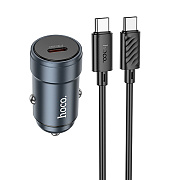 Адаптер Автомобильный с кабелем Hoco Z57 Glorious PD30W (Type-C/Type-C) (metal gray)