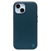 Чехол-накладка Cellis SM030 SafeMag для "Apple iPhone 15" Натуральная кожа зернистая (dark blue) (237467)