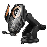 Держатель автомобильный Hoco зажим+беспроводная зарядка HW34 Blue лобовое стекло, приборная панель 15W (black)