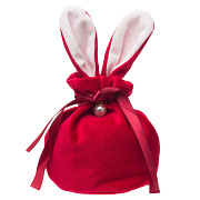 Подарочная упаковка - новогодний мешок с ушами Зайка New Year (10x13cm) (red) 