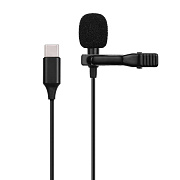 Микрофон - GL-121 с прищепкой для телефона, Type-C (black)