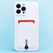 Чехол-накладка - SC304 с картхолдером для "Apple iPhone 13 Pro Max" (white) (218013)