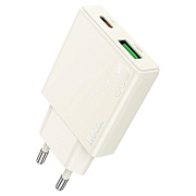 Адаптер Сетевой Hoco N45 Biscuit PD+QC3.0 USB/Type-C 30W (moonlight white)