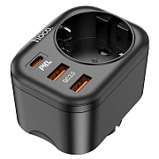 Адаптер Сетевой Hoco NS3 Multifunctional socket 2USB/USB-C (розетка) (black)