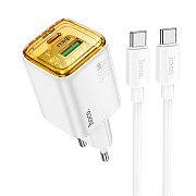 Адаптер Сетевой с кабелем Hoco N53 USB/Type-C 3A/30W (Type-C/Type-C) (white)