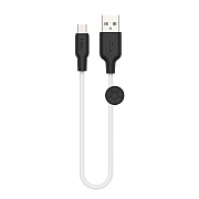 Кабель USB - micro USB Hoco X21 Plus (silicone) 12W 25см 2,4A