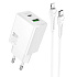 Адаптер Сетевой с кабелем Hoco N71 Nuevo PD+QC3.0 USB/Type-C 3A/30W (Type-C/Lightning) (white)